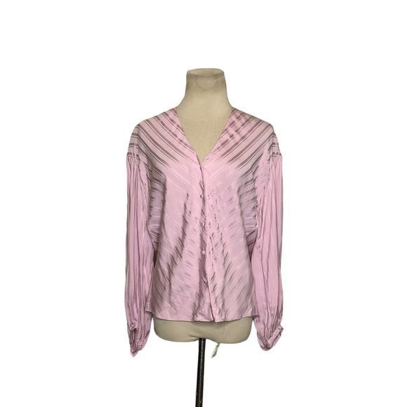 Joie Pink Cadmar Satin Button Long Sleeves Blouse size XXS - Picture 9 of 12